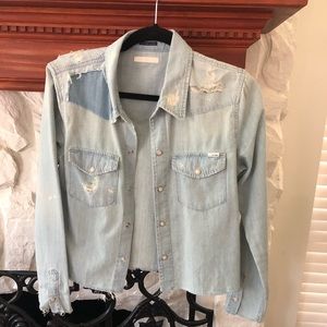 MOTHER denim Super Ex’s Crop denim shirt